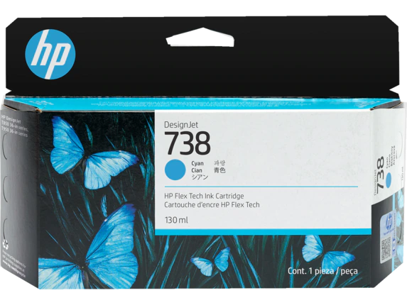 HP 738 130-ml Cyan DesignJet Ink Cartridge