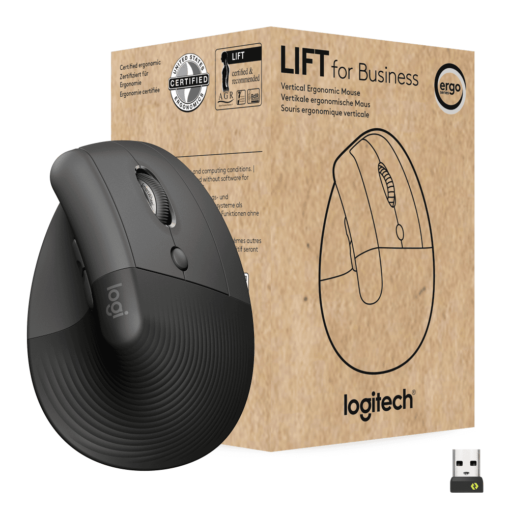 Logitech Lift Vertical Ergonomic Mouse for Business  - 910-006494