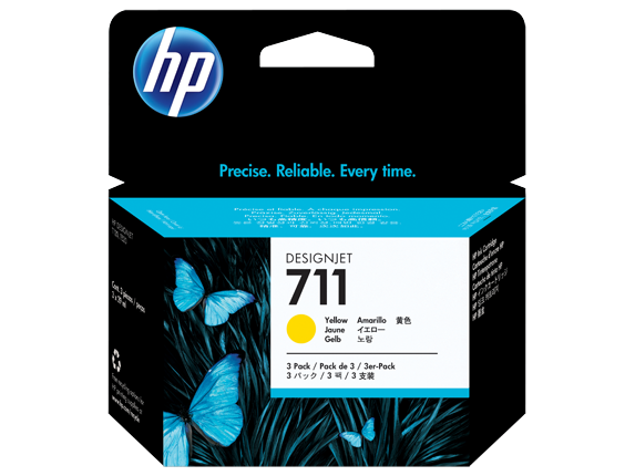 HP 711 3-pack 29-ml Yellow DesignJet Ink Cartridges - CZ136A