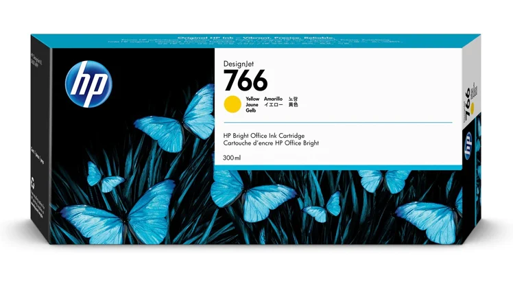 HP 766 300-ml Yellow DesignJet Ink Cartridge