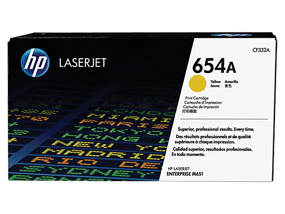 HP 654A Yellow Original LaserJet Toner Cartridge - CF332A