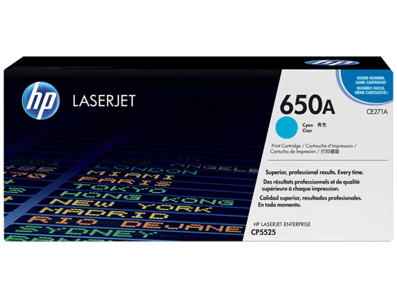 HP 650A Cyan Original LaserJet Toner Cartridge - CE271A